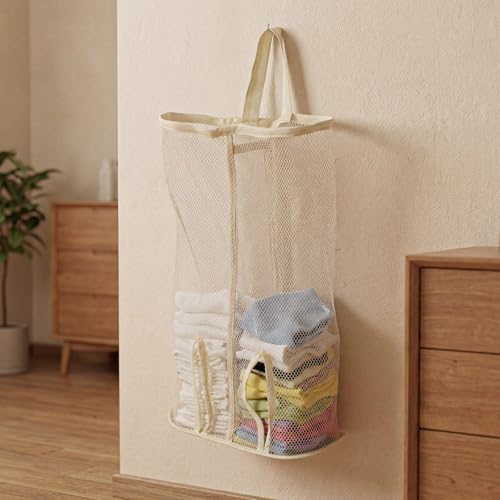 Hanging sock storage bag, Wall Mount Multifunctional Bag Saver, Dual-Sided Hanging Closet Organizer for Socks Underwear Bra