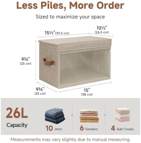 StorageWorks Fabric Storage Bins with Lids, Large Closet Storage Bins