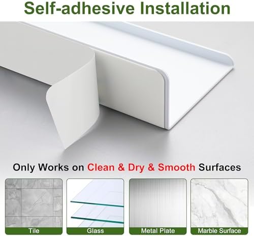 SAYAYO White Floating Shelves for Wall Storage, 16 Inch Adhesive Shelf