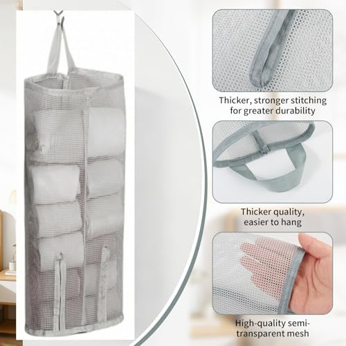 Hanging Sock Storage Bag,Sock Underwear OrganizerWall Mount Multifunctional Bag,Saver Kitchen Storage Holder,Hanging Closet Organizer,for Storing Socks Ties Plastic Bag 3PCS (Grey)