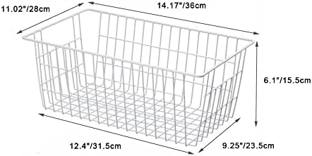 SANNO Large Freezer Baskets Metal Storage Organizer Bin Basket Wire Storage Basket for Kitchen Pantry Bathroom Set of 3 Large Metal Farmhouse Food Fruit Produce Organizer Bins
