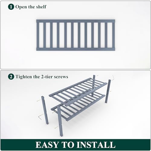 Smiry Bamboo Shoe Rack, 12 Vertical Slats, 2 Tier - 26.8" Wide, Grey