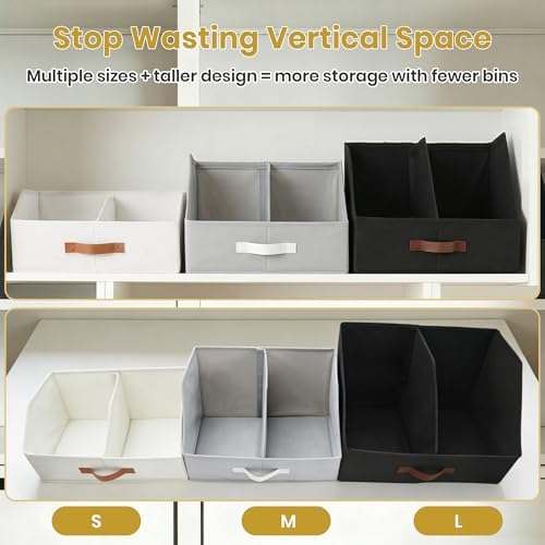 Closet Organizers Storage, Medium Collapsible Bin 3pc, Dark Gray