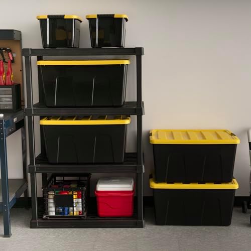 IRIS USA 4-Pack 94 Quart Storage Bins with Lids, Black/Yellow