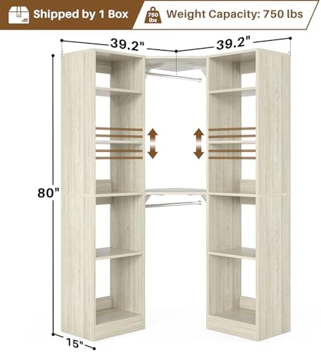 Besiost Corner Closet System with 12 Shelves, 39.2" Corner Organizer