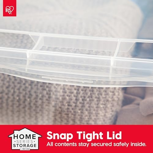 IRIS USA 4-Pack 15 Qt Storage Bins with Lids, Clear, Stackable