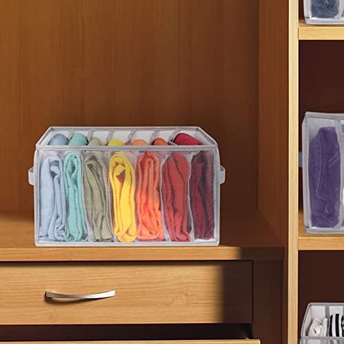 Univivi Tshirt Clothes Drawer Organizer with Handles, 7 Grids, 2 Pack