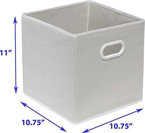 Simple Houseware 11-Inch Foldable Cube Storage Bins with Handles, Gray