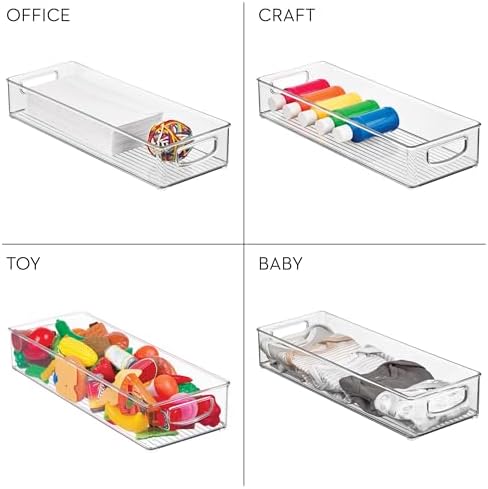 iDesign Slim Extra Long Clear Storage Bin, 4-Pack