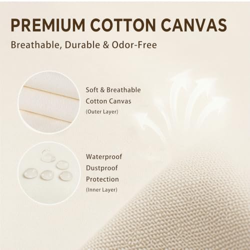 2Pack Canvas Storage Bags for Clothes & Comforters with Clear Window, Beige