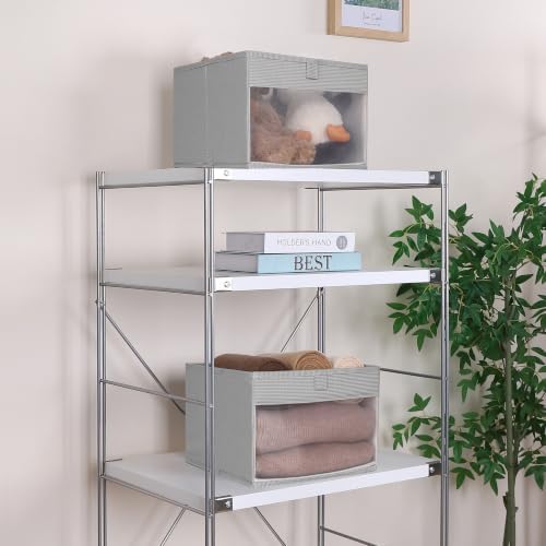 WUIKE Closet Organizers and Storage Bins, 3-Pack, 11 x 11 x 8 inch, Greige