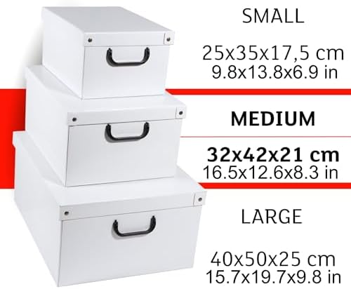 Lavatelli: Storage Box: Medium - Map - Lid & Side Handles, Decorative Cardboard Organizer, Stacks-Folds, Home-Clothes-Toys-Office, 16.5 x 12.6 x 8.3