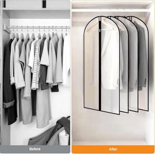 12 Pack Peva Garment Bags 24 x 40 In, Translucent Clothes Covers