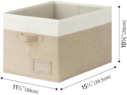 GRANNY SAYS Closet Storage Bins with Label, Khaki&Ivory, Large, 3-Pack