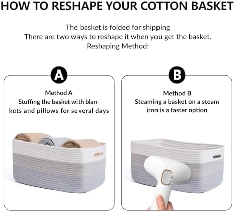 MiniArk Large Storage Baskets for Organizing, 17 x 13 x 7.5” Closet Shelf Baskets for Clothes Blanket Towels, Baby Nursery, Toy Bins Box, Woven Rope Baskets, 4 Packs Gradient Grey