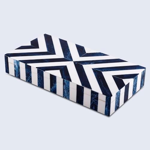 Handicrafts Home Large Decorative Storage Box 12x6– Coffee Table Organizer Box, Modern Home Décor Accent, Keepsake Memory Box, Jewelry Storage Box, Boho Decorative Box with Lid for Shelf, Mantle Decor