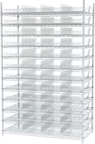 Akro-Mils 30174 Heavy Duty Plastic Shelf Bins, 24"x 11"x 4", Clear, 6-Pk