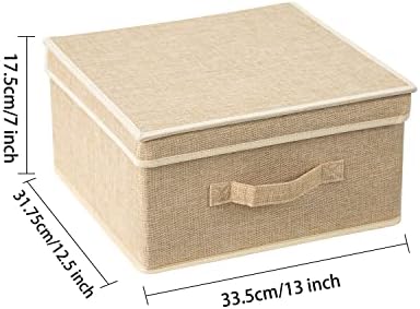 Storage Bins with Lid, Foldable Clothing Storage Box case with Handle for Closet, Bedroom, Home, 4 Color Set A, 13L x 12.5W x 7H inch