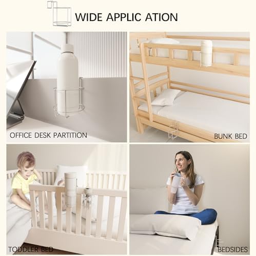 Cup Holder for Bed (Diameter: 3.3IN) Drink Holder Water Bottle/Glass Organizer for Wood Dorm Room Bunk Bed Crib, Metal Toddle Bed,Loft Bedside, Headbed, Car,Office Desk Partition