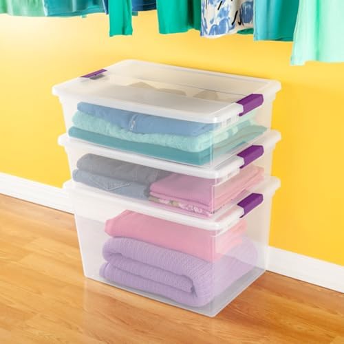 Sterilite ClearView Latch Boxes, Storage Bins with Lids, 32 Quart, 12-Pack