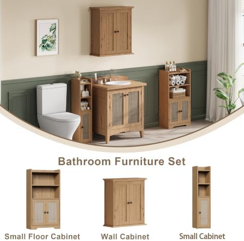 ChooChoo Small Bathroom Storage Cabinet with 2 Door and Shelves