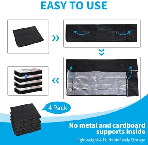 6 Pack Under bed Storage Containers, 90L Large Capacity Bedroom Closet Organizers and Storage Bins Foldable Underbed Storage Bags for Clothes, Blanket, Towels, Comforter, Sweaters, Linen Sheet Black