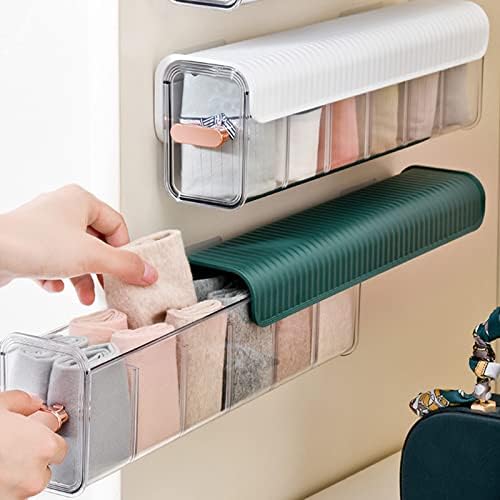 1 Pcs 2023 New Clear Wall Mounted Drawer Organizer, Wall Hanging Transparent Underwear Panties Storage Box Punch-Free Multifunctional Storage Box for Clothes, Socks,Ties (White)