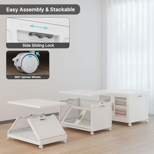 272QT Stackable Storage Bins with Lids, 68Gal Foldable Storage Cabinets