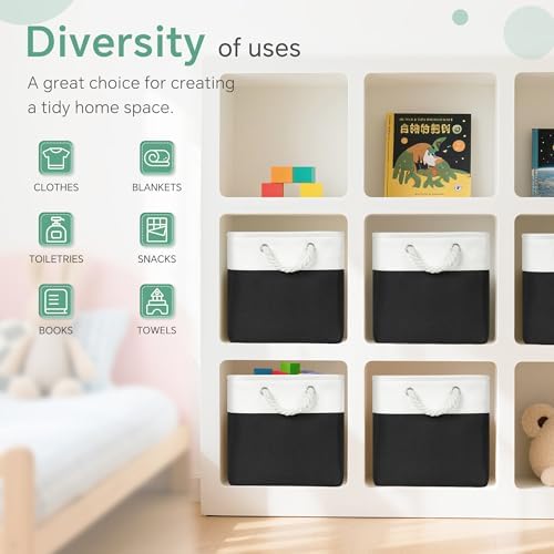 FinishingBo 11 inch Cube Storage Bin with Handles 6 Pack