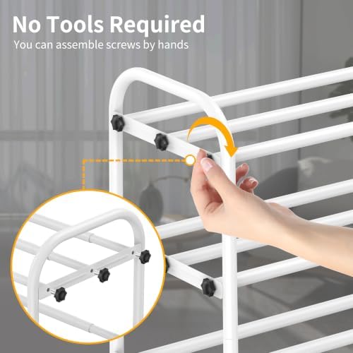 Hleelomi 5-Tier Metal Expandable Shoe Rack for Closet and Entryway, White