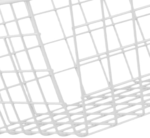 White Wire Storage Baskets,11.1"x8.7"x4.7"Wire Freezer Storage Organizer Bins Farmhouse Metal Freezer Basket with Handles for Cabinets, Pantry, Closets, Bedrooms,White,4 Pack