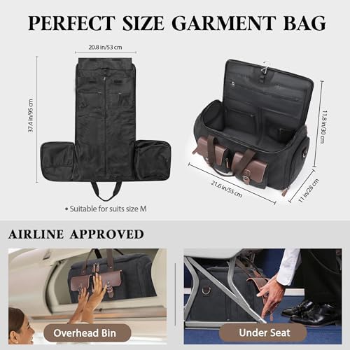 Wildroad Garment Bags for Travel - Canvas Duffle Bag with Shoe Compartment
