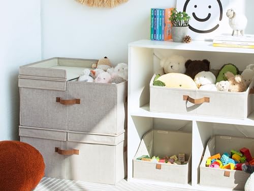 StorageWorks Large Decorative Storage Boxes with Lids, Light Brown