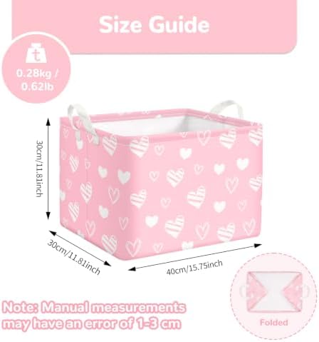 Kids Basket with Handles, Storage Toy Box for Girls, Heart