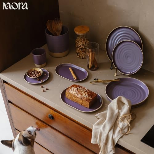 Mora Ceramic Decorative Tray - 9.4in Dish for Jewelry, Perfume, Makeup, Accessories, Candle, in the Bathroom Vanity, Bedside, or Kitchen Counter. Cute Organizers - Nebula