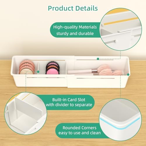 4 Pack Expandable Drawer Organizer, Desk Drawer Organizer Tray
