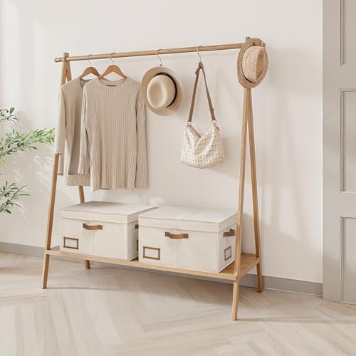 StorageWorks Large Decorative Storage Boxes with Lids, Oatmeal Beige