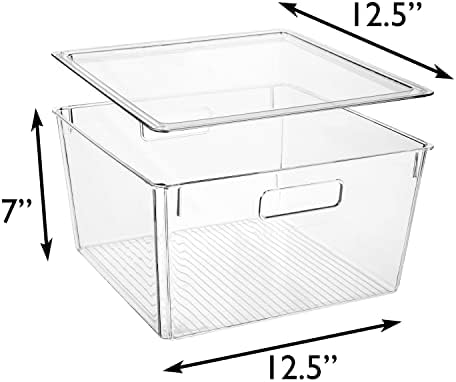ClearSpace Plastic Storage Bins with Lids, Pantry Organizer, XL, 4 Pack | Plastic storage bins with lids for pantry organization and refrigerator storage