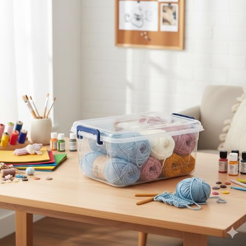 Tribello Clear Storage Bins with Lids, 6-Pack Stackable Plastic Storage Containers for Home Organization – Clear Totes for Closet and Underbed Storage, 9.5