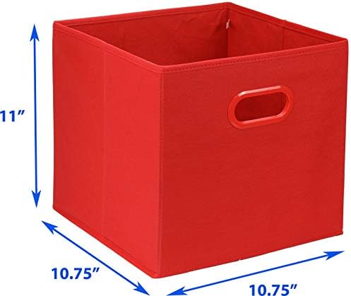 Simple Houseware 11-Inch Foldable Cube Storage Bins with Handles, Red