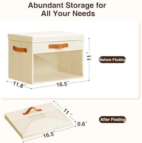 Homsorout Large Fabric Storage Bins - Closet Storage Organizers with Lids