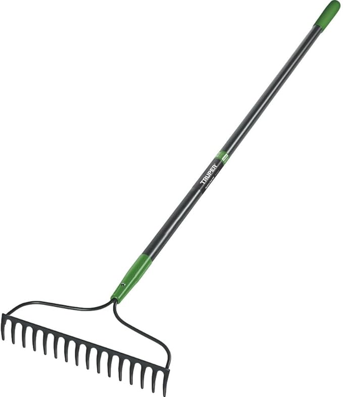 Truper 32404 Tru Tough Welded Bow Rake, 16-Teeth, Fiberglass Handle
