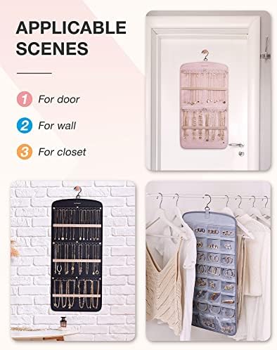 BAGSMART Hanging Jewelry Organizer, Necklace Holder Large Pink