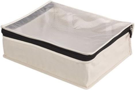 Household Essentials Canvas Sweater Storage Bags, 2-Pack, Breathable Cotton, Under-Bed Zippered Storage with Clear Top Window, Stackable, Cedar Insert Compatible (Not Included), Natural