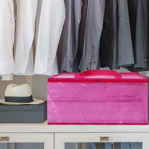 Vieshful Pink 40L Clear Clothes Storage Bag with Zipper 3 Pack