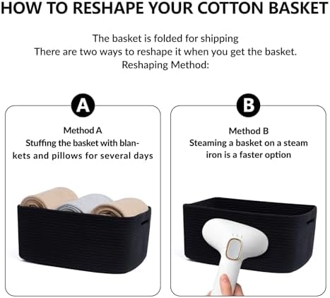 MiniArk Large Storage Baskets for Organizing, 17 x 13 x 7.5” Closet Shelf Baskets for Clothes Blanket Towels, Baby Nursery, Toy Bins Box, Woven Rope Baskets, 4 Packs Black