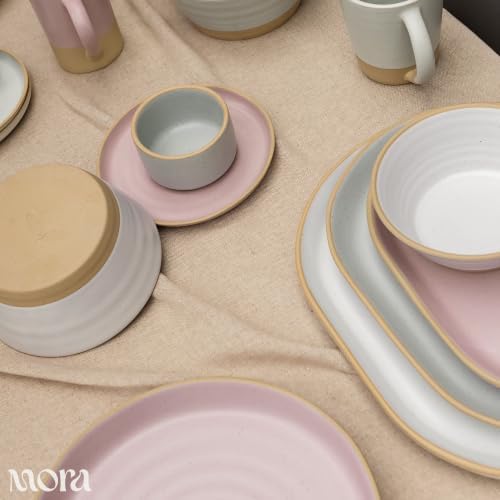 Mora Ceramic Decorative Tray - 9.4in Dish for Jewelry, Perfume, Makeup, Accessories, Candle, in the Bathroom Vanity, Bedside, or Kitchen Counter. Cute Organizers - Dawn