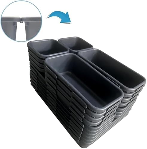 Kutesna 25PCS Interlocking Drawer Organizer, Plastic Desk Organizer Set | 4-Size Versatile Storage Bins,BPA-free, Non-slip, Fits Any Drawer for Cosmetics, Bathroom, Tools, Kitchen and Office