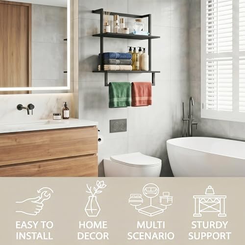 Wall Mounted Towel Rack for Bathroom Black