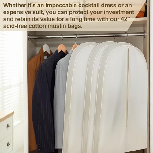 1 Acid Free Cotton Garment Bag Dress Suit Storage, 1 Pcs, 50 Inch